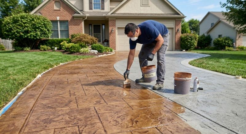 Concrete Driveway Staining in Fort Worth, TX