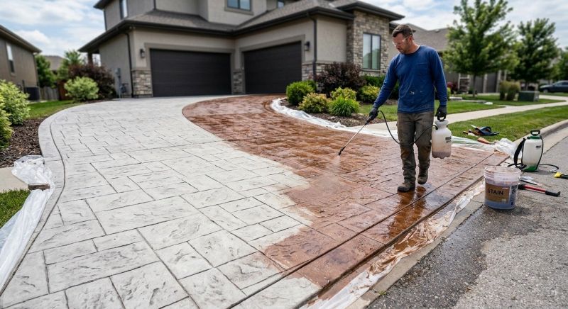 Concrete Driveway Staining in Fort Worth, TX
