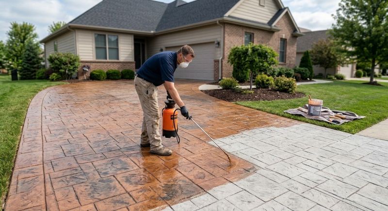 Driveway Concrete Staining in Dallas, TX